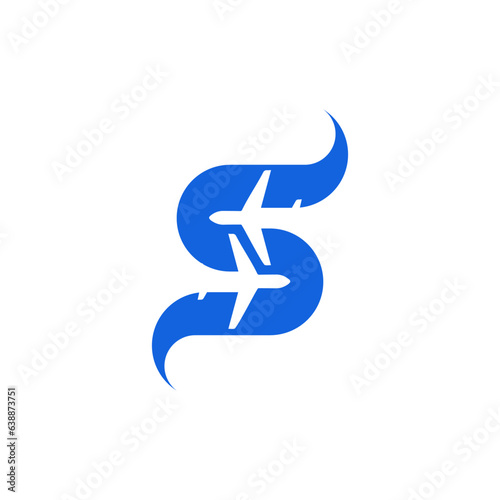 letter s and negative space plane logo design