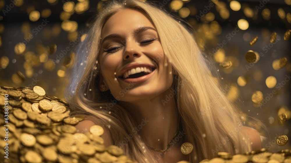 woman and golden rain woman and golden rain