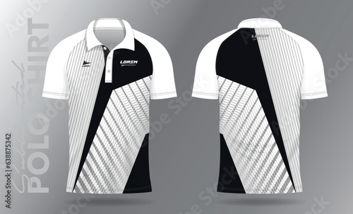 black and white polo shirt mockup template design for sport uniform