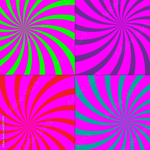 mod abstract swirl rays vector pattern with bright colors and pink