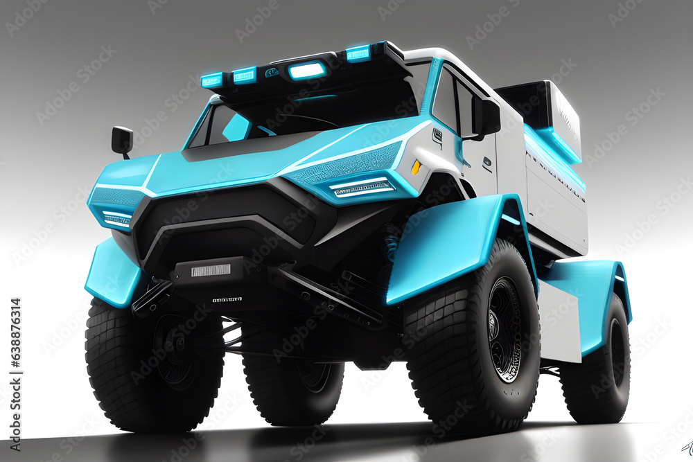 Futuristic sport luxe 4x4 truck (AI generative)