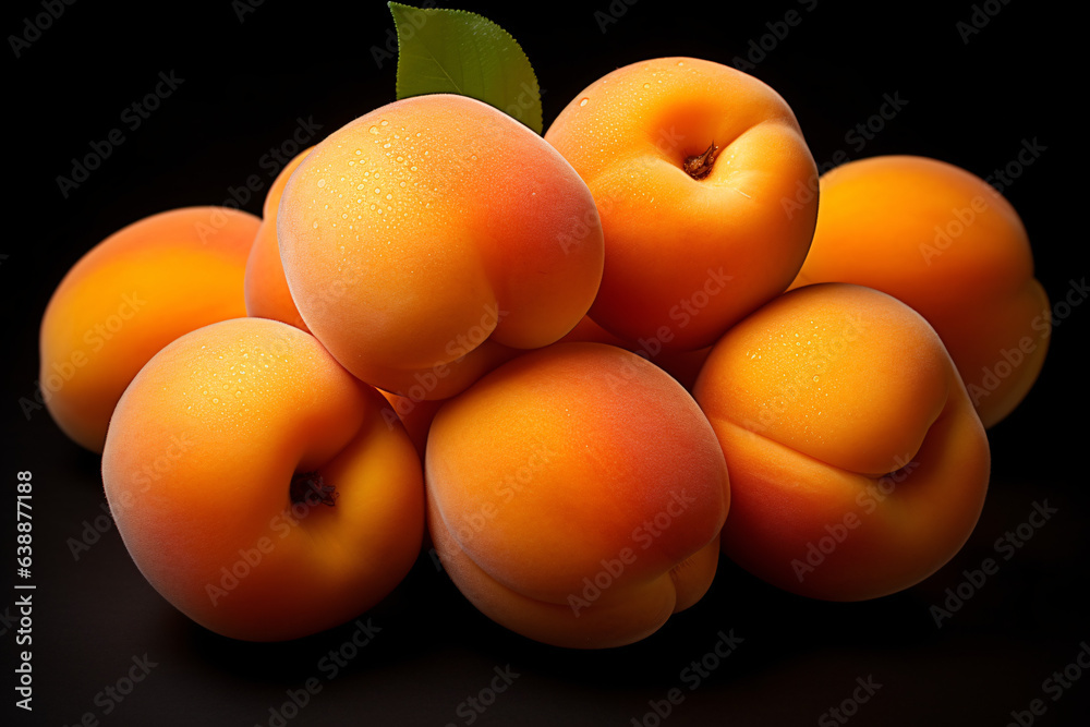 apricots on black background