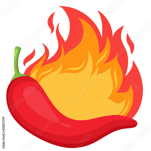 Chili fire flame hot pepper spicy food vegetable illustration transparent background