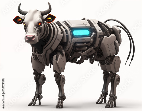 Cow cyborg. Digital illustr...