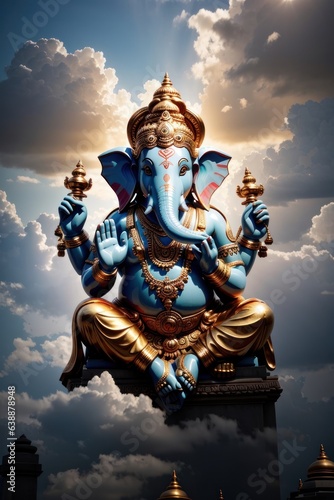 Wallpaper Mural God Ganesh sitting in clouds giving blessings Torontodigital.ca