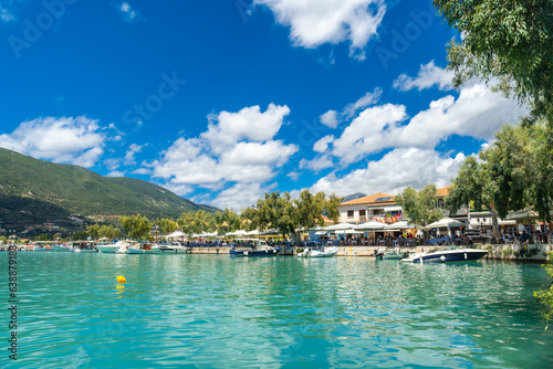 Seaport in the city of Vasiliki with its turquoise sea in the south of the island of Lefkada. Greece