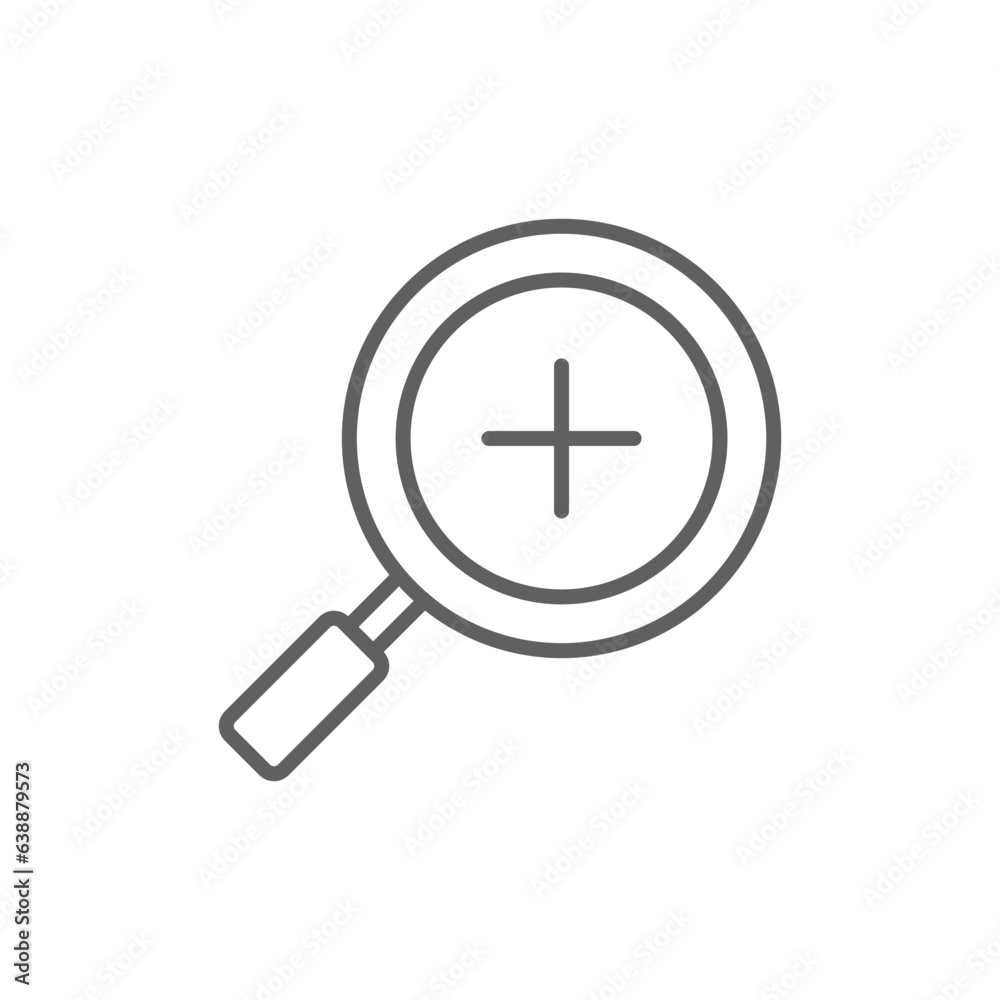 Zoom icon. Simple outline style. Magnify glass with add sign, find, focus, plus, positive, enlarge concept. Thin line symbol. Vector isolated on transparent background. Editable stroke SVG. Zoom icon. Simple outline style. Magnify glass with add sign, find, focus, plus, positive, enlarge concept. Thin line symbol. Vector isolated on transparent background. Editable stroke SVG.