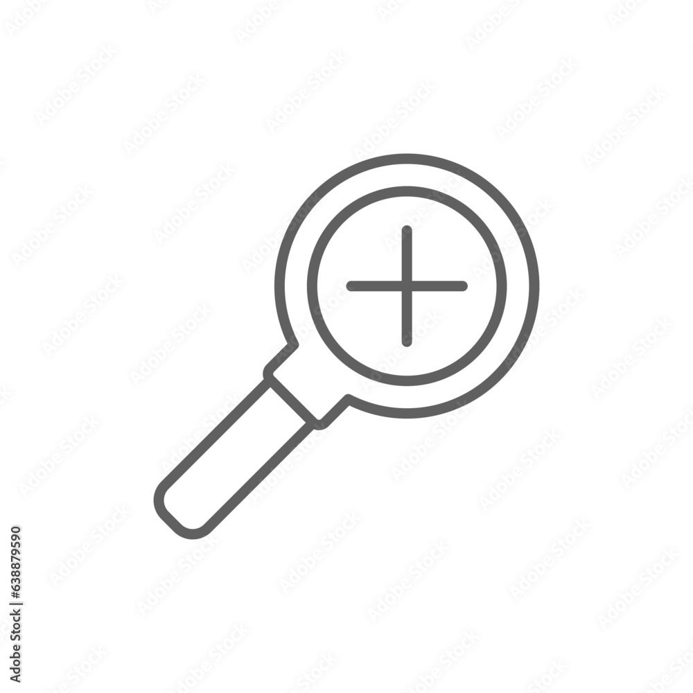 Zoom icon. Simple outline style. Magnify glass with add sign, find, focus, plus, positive, enlarge concept. Thin line symbol. Vector isolated on transparent background. Editable stroke SVG. Zoom icon. Simple outline style. Magnify glass with add sign, find, focus, plus, positive, enlarge concept. Thin line symbol. Vector isolated on transparent background. Editable stroke SVG.