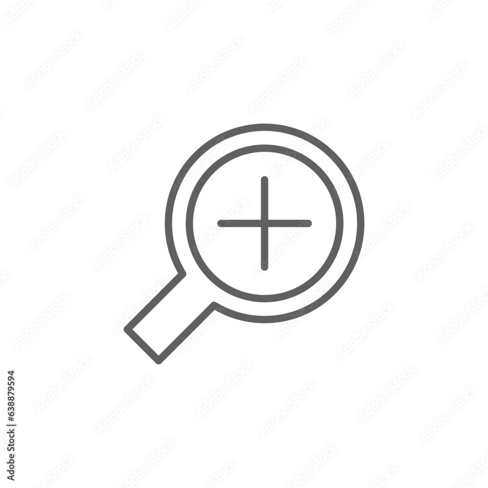 Zoom icon. Simple outline style. Magnify glass with add sign, find, focus, plus, positive, enlarge concept. Thin line symbol. Vector isolated on transparent background. Editable stroke SVG. Zoom icon. Simple outline style. Magnify glass with add sign, find, focus, plus, positive, enlarge concept. Thin line symbol. Vector isolated on transparent background. Editable stroke SVG.