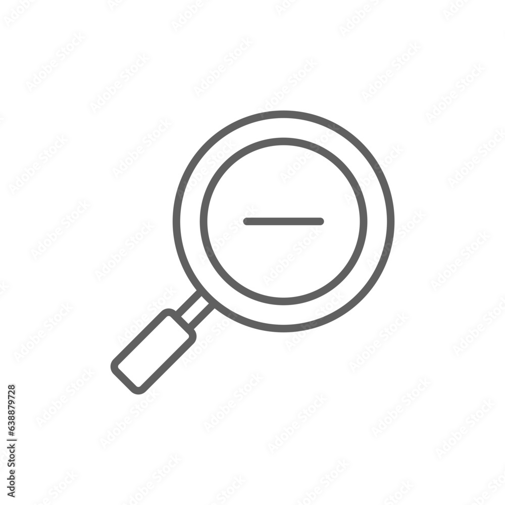 Zoom out icon. Simple outline style. Magnifying glass, find, minus, reduce, minimize, search concept. Thin line symbol. Vector isolated on transparent background. Editable stroke SVG. Zoom out icon. Simple outline style. Magnifying glass, find, minus, reduce, minimize, search concept. Thin line symbol. Vector isolated on transparent background. Editable stroke SVG.