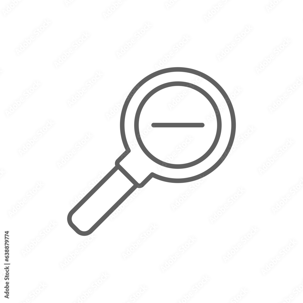 Zoom out icon. Simple outline style. Magnifying glass, find, minus, reduce, minimize, search concept. Thin line symbol. Vector isolated on transparent background. Editable stroke SVG. Zoom out icon. Simple outline style. Magnifying glass, find, minus, reduce, minimize, search concept. Thin line symbol. Vector isolated on transparent background. Editable stroke SVG.
