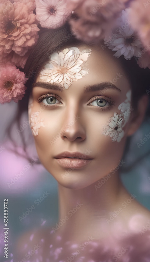 portrait of a woman, floral fashion