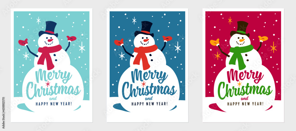 Merry Christmas and Happy New Year greeting card in three color options.