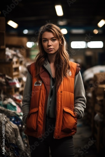 shot of a young woman standing in a recycling centre