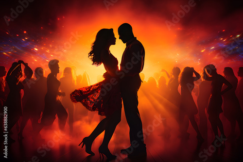Salsa's Couples Spin and Dip, Radiating Romance ai generated art photo