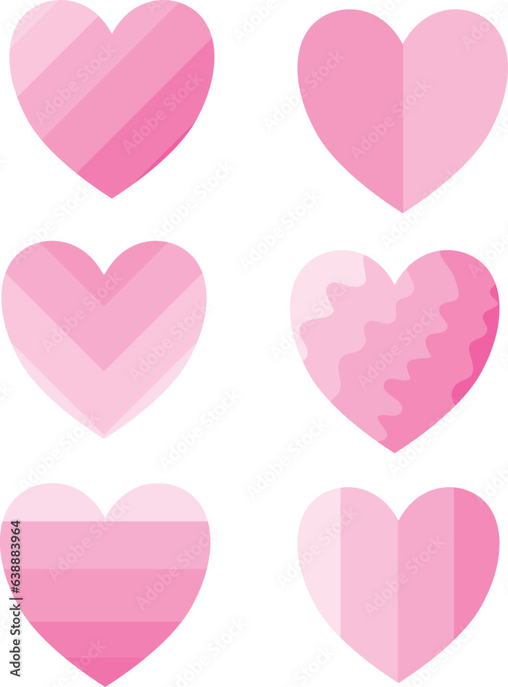 Collection of Love Heart Symbol Icons . Set with Solid and Outline Vector Hearts, Love Valentine symbol