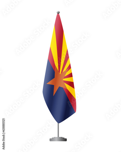 Arizona US flag on flagpole for official meetings, transparent background, vector