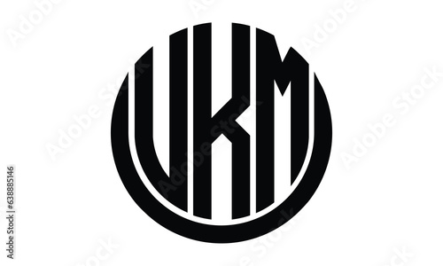 UKM shield in circle logo design vector template. lettermrk, wordmark, monogram symbol on white background. photo