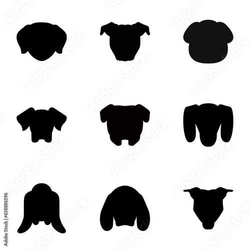 Dog head silhouette vector icon sheet
