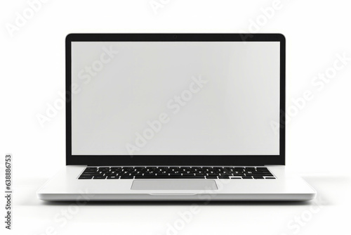 Laptop computer with blank screen on white background with clipping path.