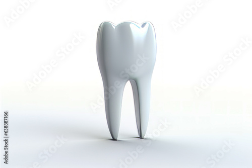 Tooth shaped object sitting on top of white floor next to wall.