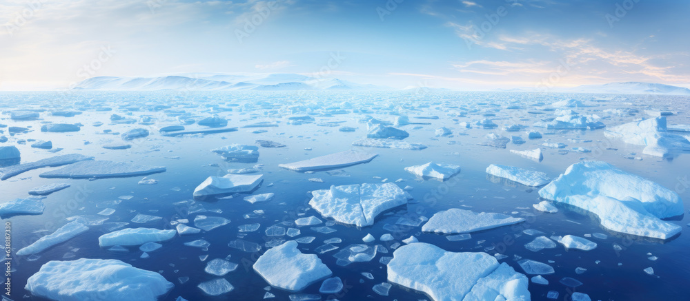 Ice sheets melting in the arctic ocean or waters. Global warming ...