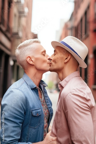 shot of an affectionate gay couple kissing outdoors © Natalia