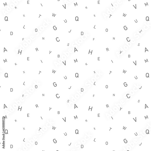 Seamless pattern letters. In cartoon style.For wallpaper  textile  wrapping paper background  science. Books in doodle style  minimalism  monochrome  sketch. Vector illustration