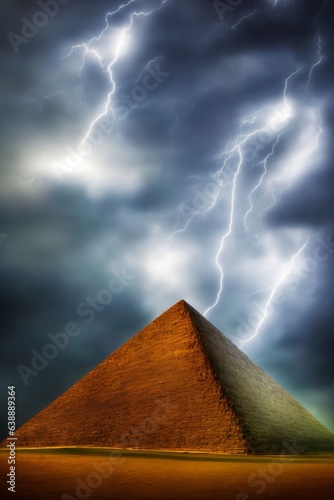 A Very Tall Pyramid Under A Cloudy Sky