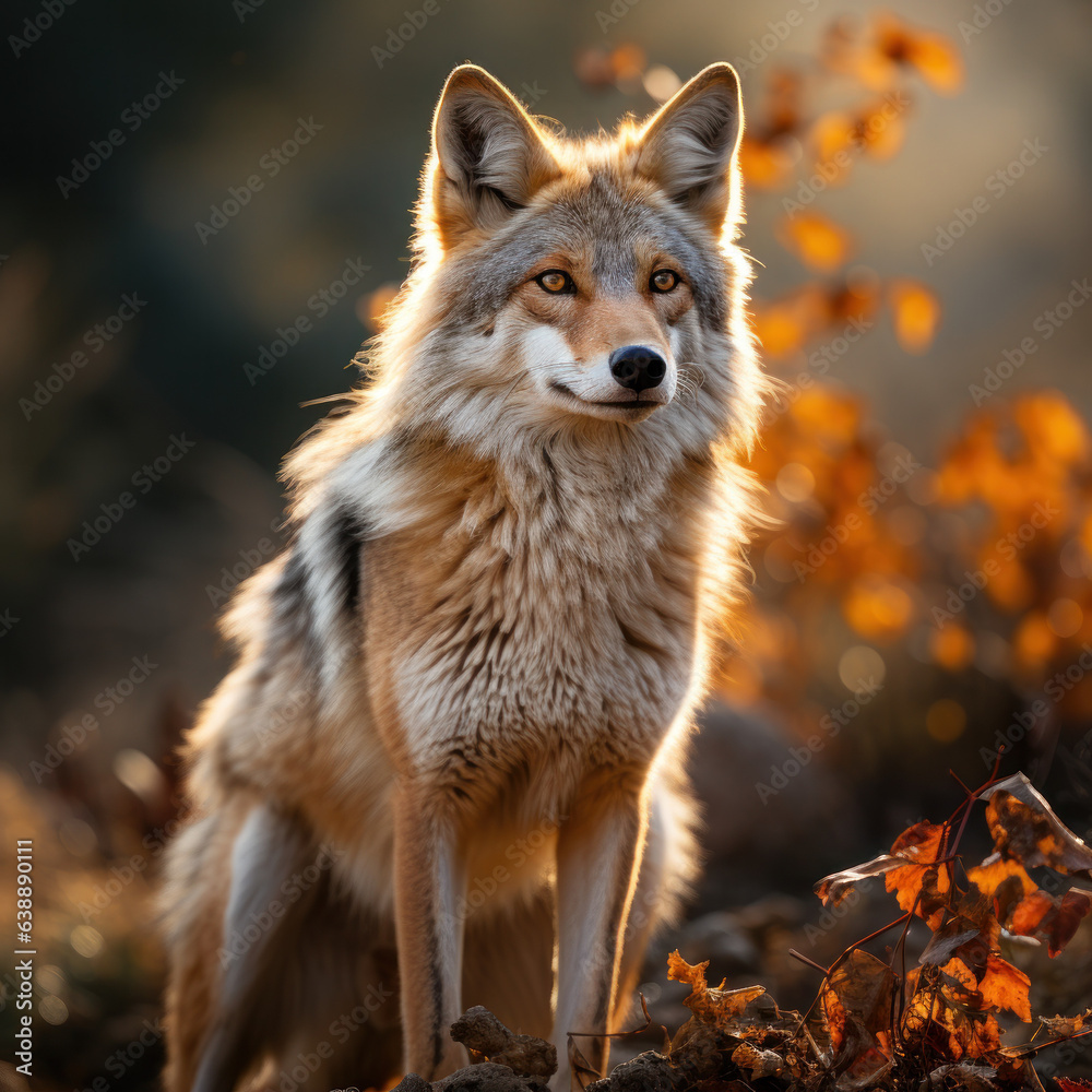 Fototapeta premium Coyote in its Natural Habitat, Wildlife Photography, Generative AI