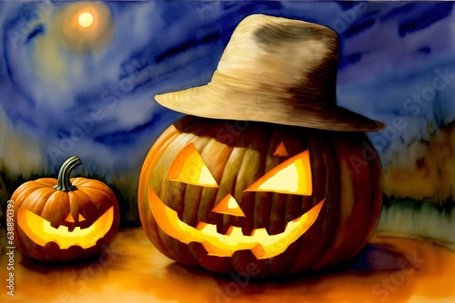 A Painting Of Two Jack O Lantern Pumpkins © Pixel Matrix