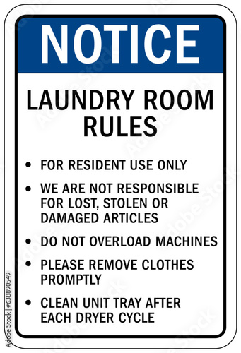 Laundry sign and labels laundry room rules