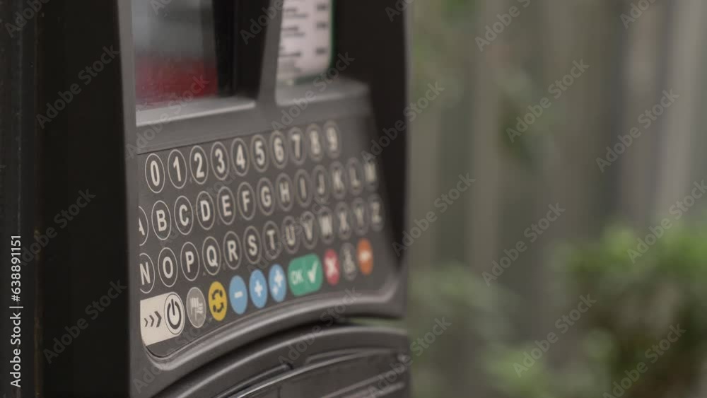 Closeup view on paid parking automat in Wroclaw, Poland Closeup view on paid parking automat in Wroclaw, Poland