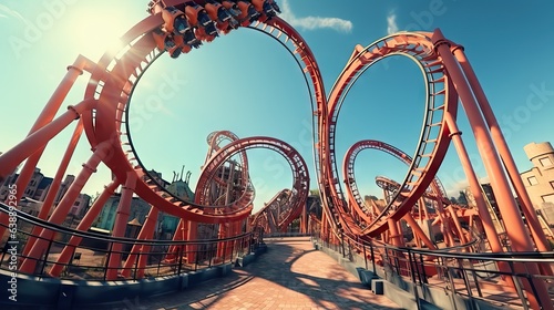 An extreme roller coaster designed with multiple twists and breathtaking drops, providing a pure adrenaline experience for the bravest riders. Generative AI
