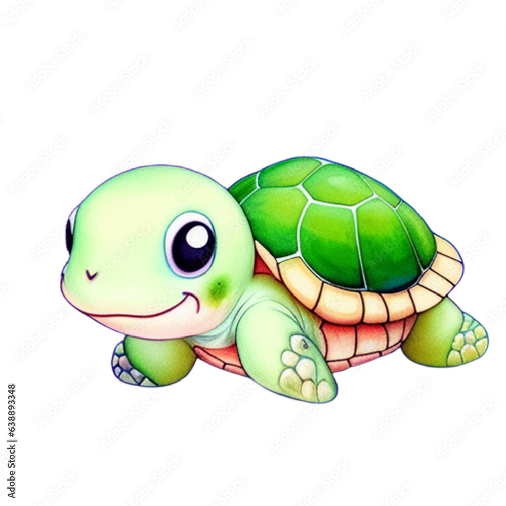 Fototapeta premium generative ai, watercolor baby turtle