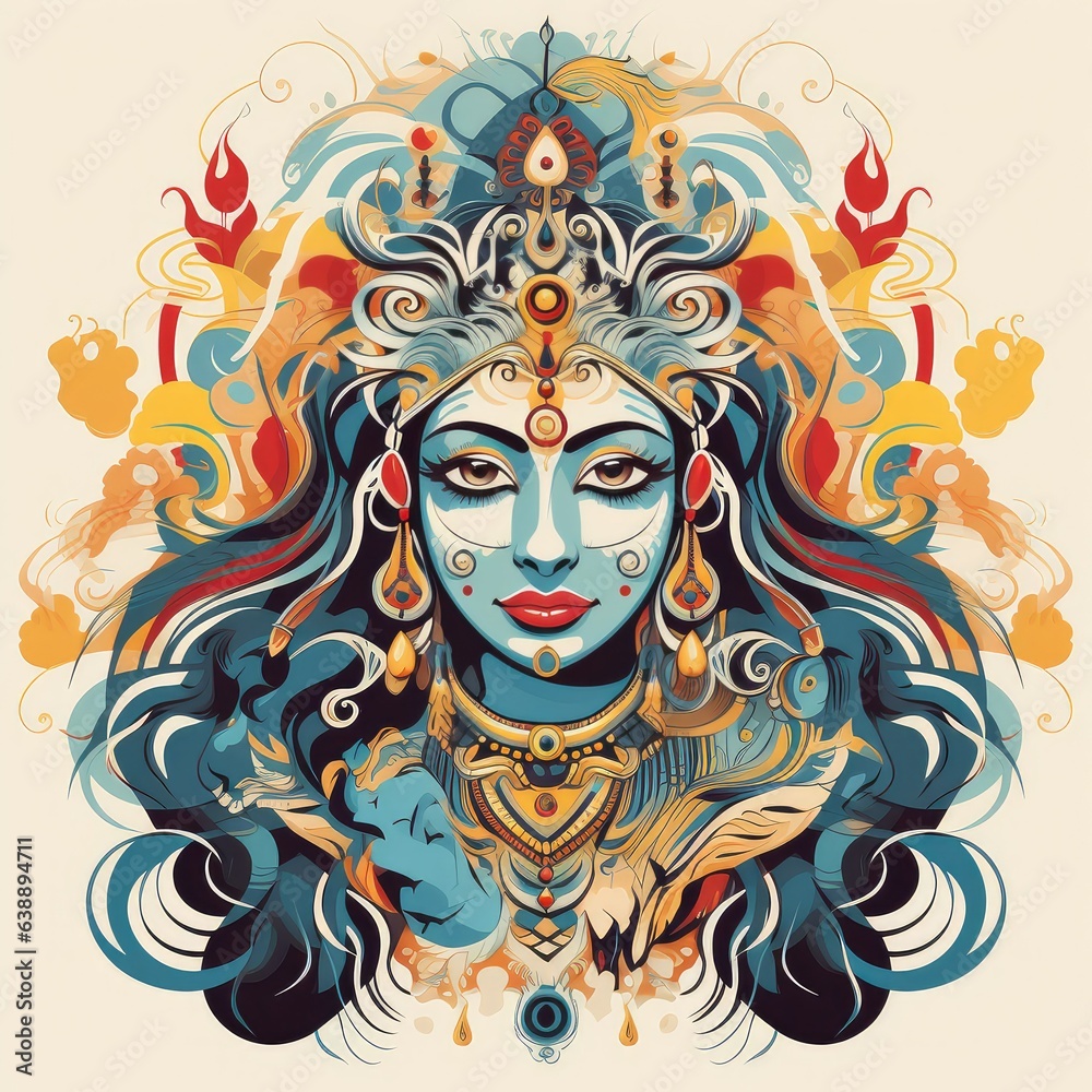 Goddess Durga Vector illustration, Dussehra 2023, Indian Hindu religious festival