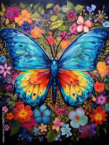Symmetrical Butterfly  Flowers Background