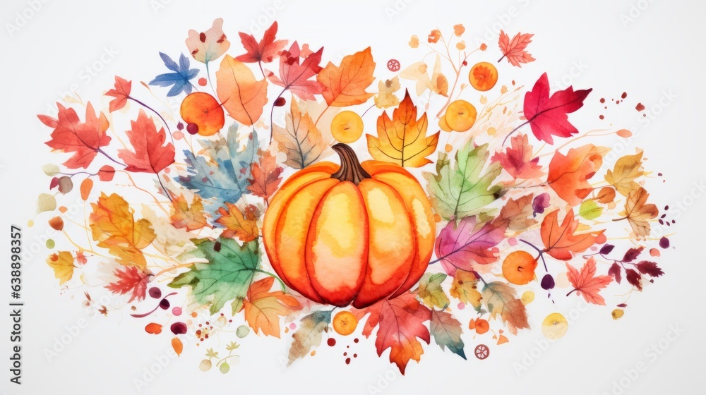 Naklejka premium Watercolor Pumpkin