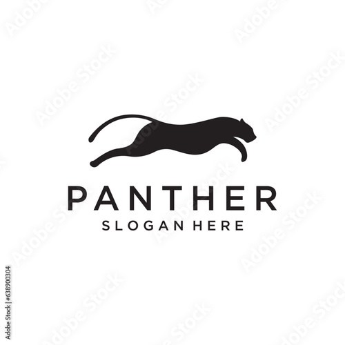 Creative and unique cheetah/panther/leopard animal Logo template design silhouette isolated on background.