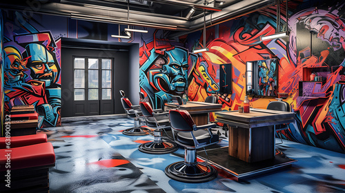 Barbershop Decorated with Graffiti Art