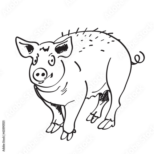 Ręcznie rysowana wesoła świnia