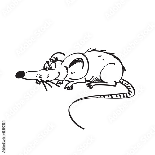 Ręcznie rysowany wesoły szczur lub mysz.