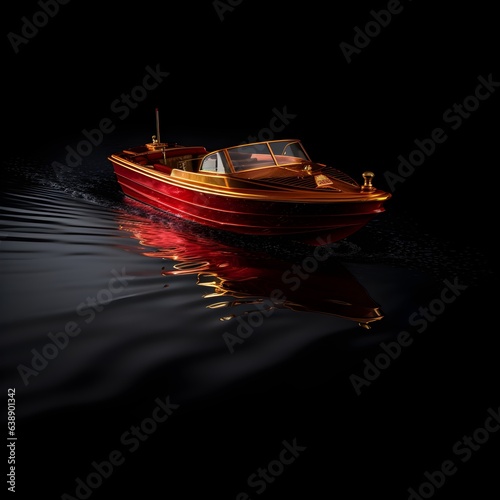 a red boat on water