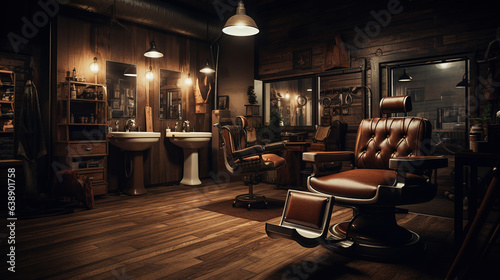Cozy Vintage Barbershop Interior © Magenta Dream