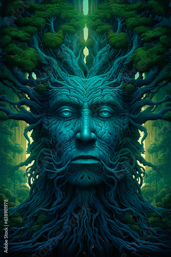Spirit of the forest. Druid. Tree of life. Generative AI