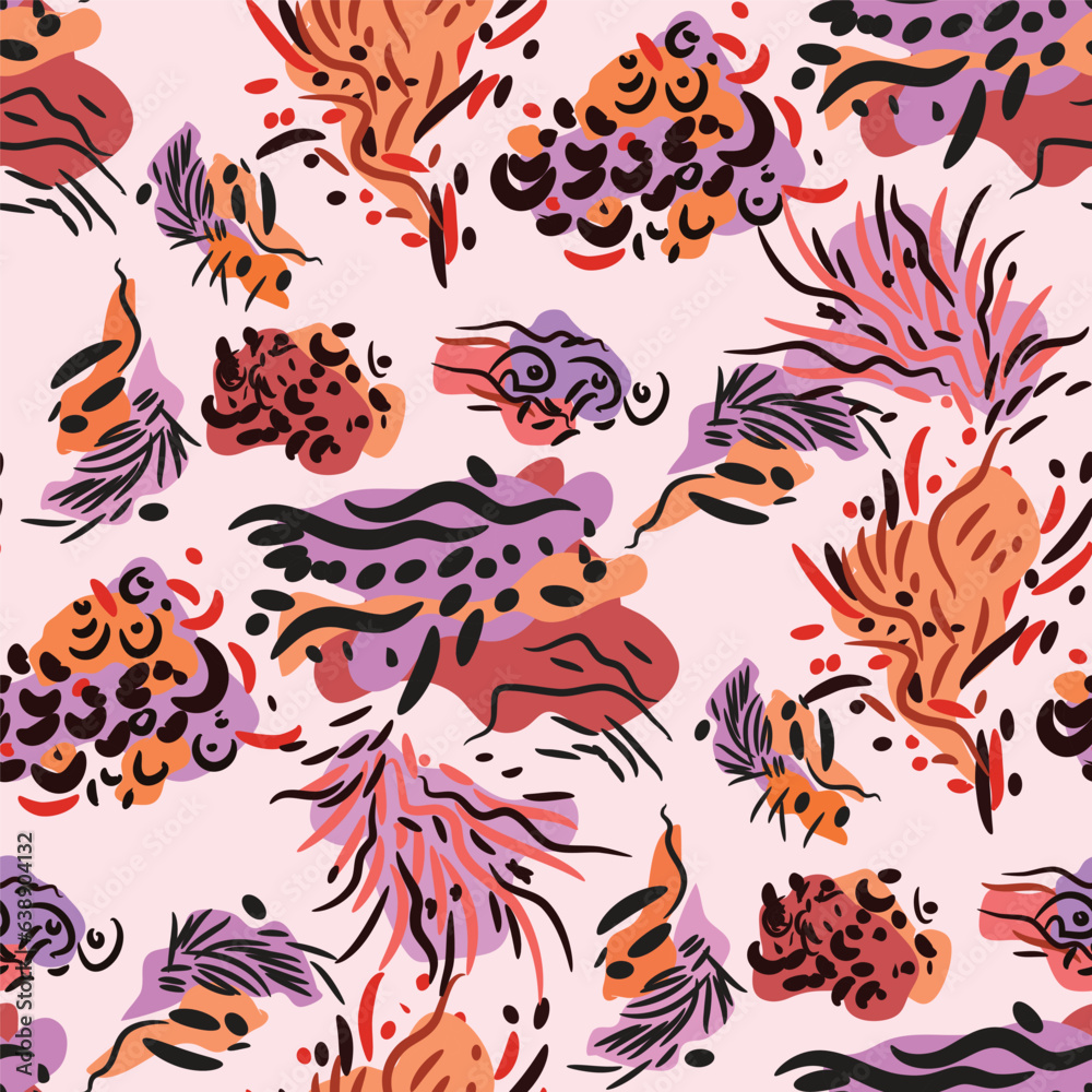 Obraz premium Animal skin fantasy beautiful seamless pattern of jaguar, tiger, guepard, leopard abstract Modern safari animal fashion print skin design for textile, wallpaper Vector illustration