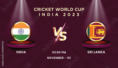 2023 cricket world cup with schedule team vs team strategy broadcast template vector design