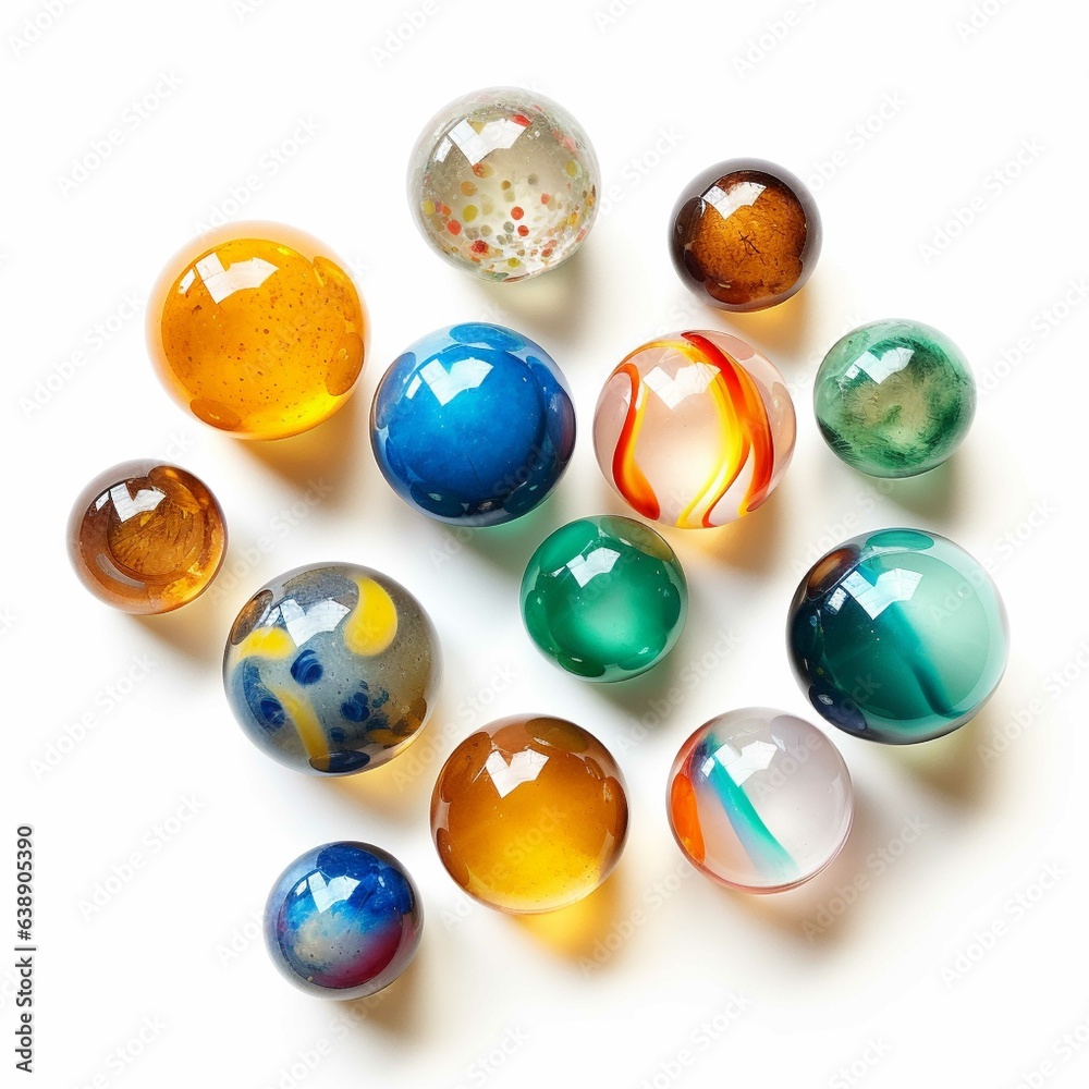 Glass balls on the table Glass balls on the table