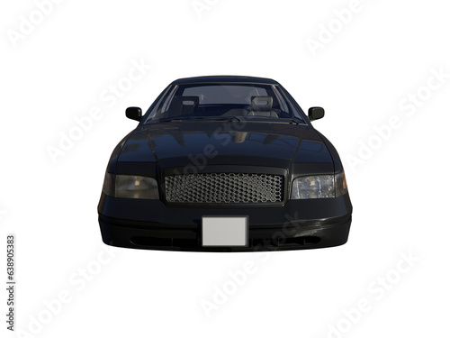 Black car front view isolated. 3d render © Evgenii