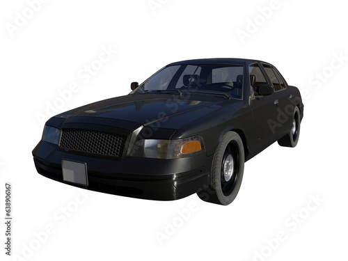 Black car front angle view isolated 3d render